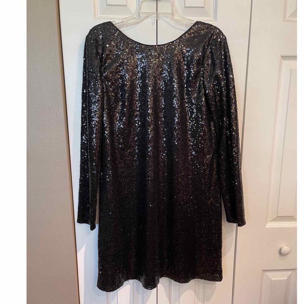 Chi Chi London Long Sleeved Black Sequined Dress